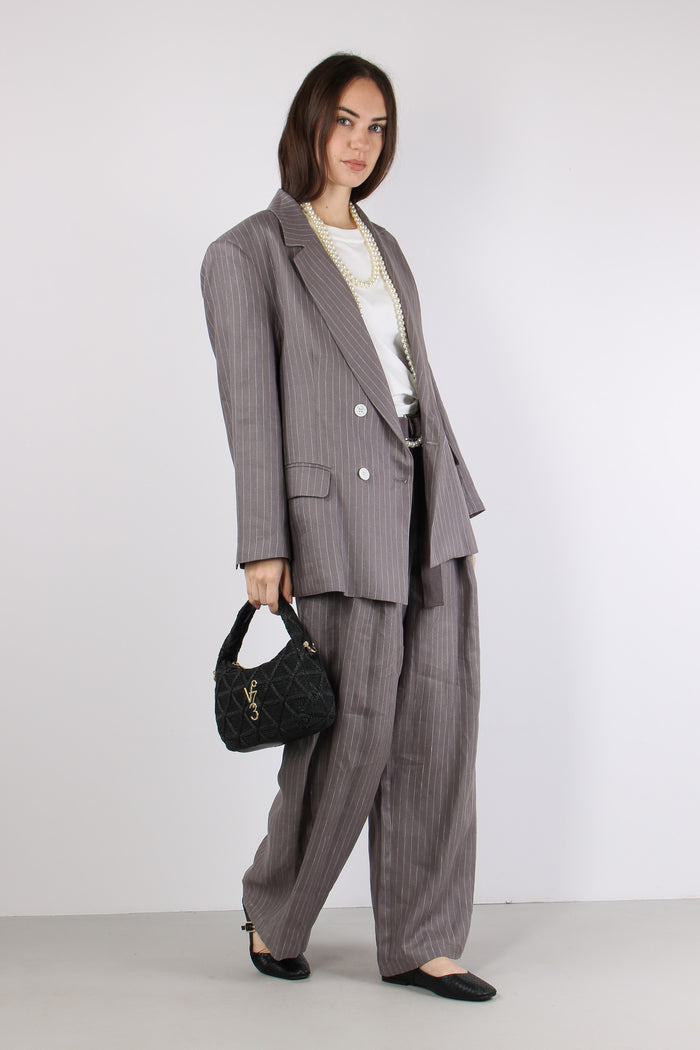 Giacca Lino Gessata Grigio