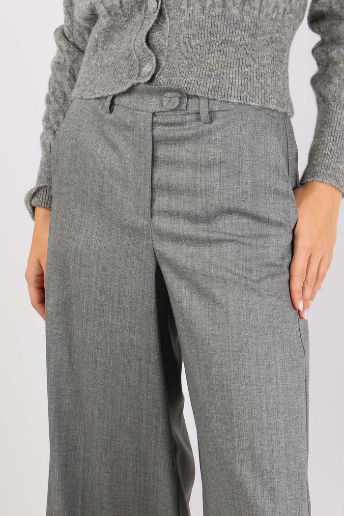 Mllapice Pantalone Palazzo Grigio Melange-7