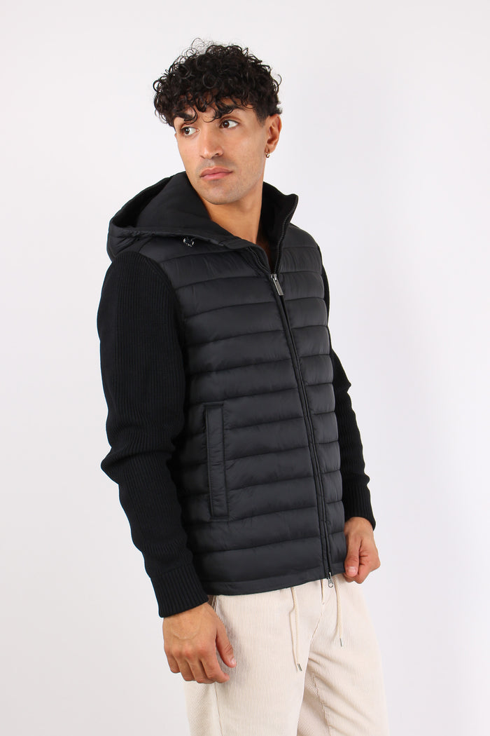 Giubbotto Bimateriale Cappucci Nero-5