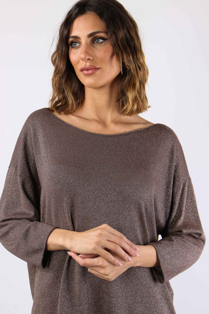 Maglia Scavo Barca Lurex Cioccolato-7