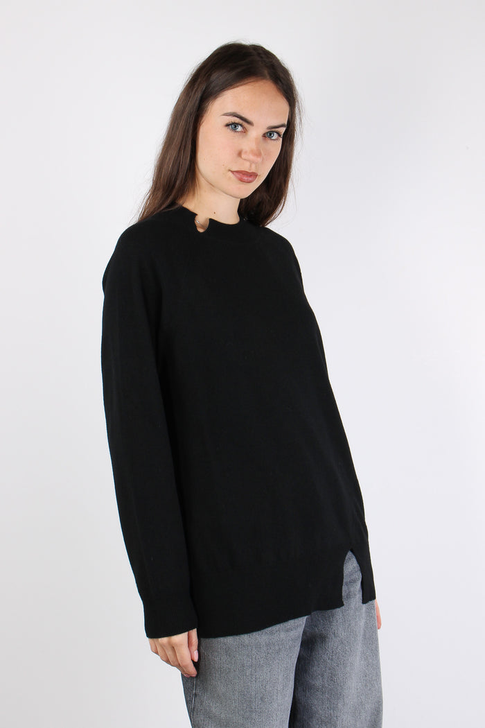 Maglia Misto Lana Spacco Nero-4