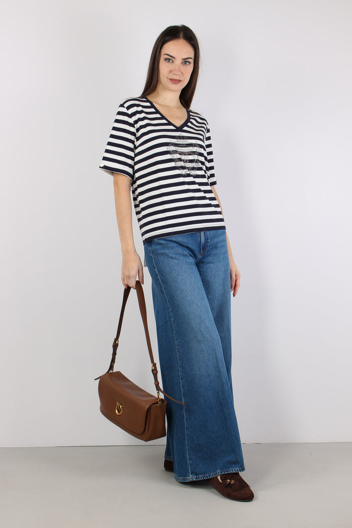 T-shirt Riga Scollo V White/blue-6