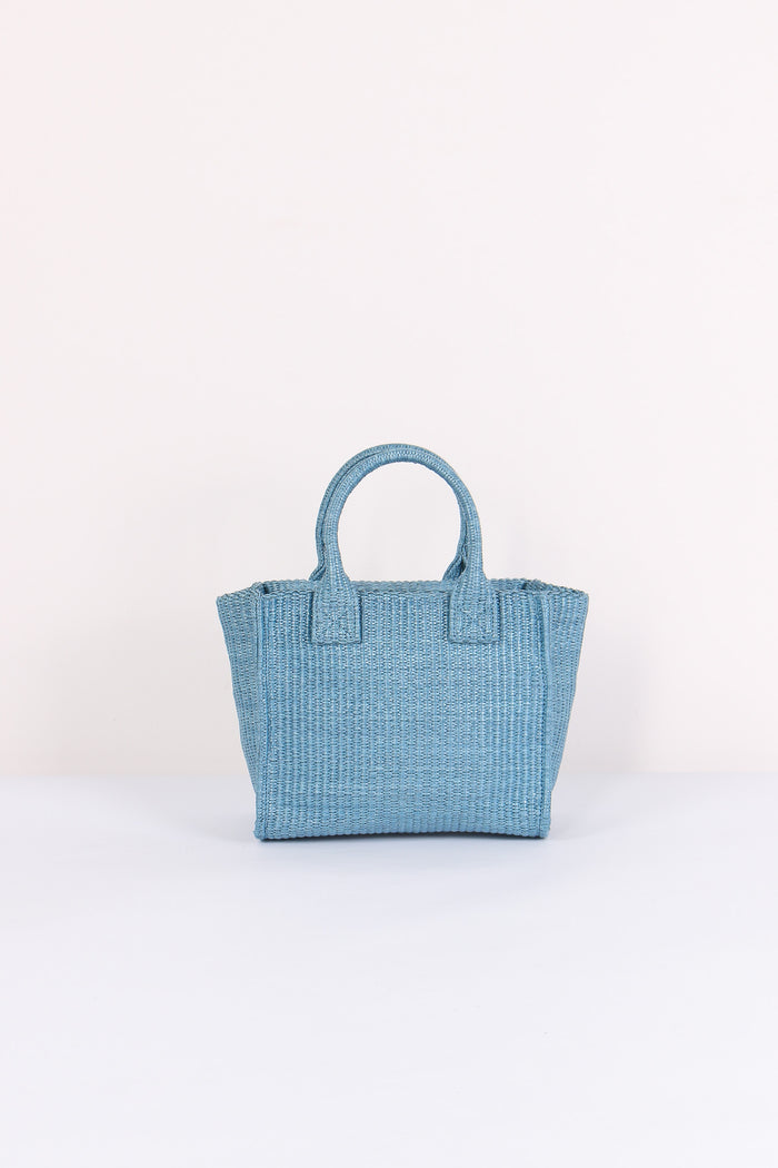 Mini Shopping Beach Rafia Light Blue-3