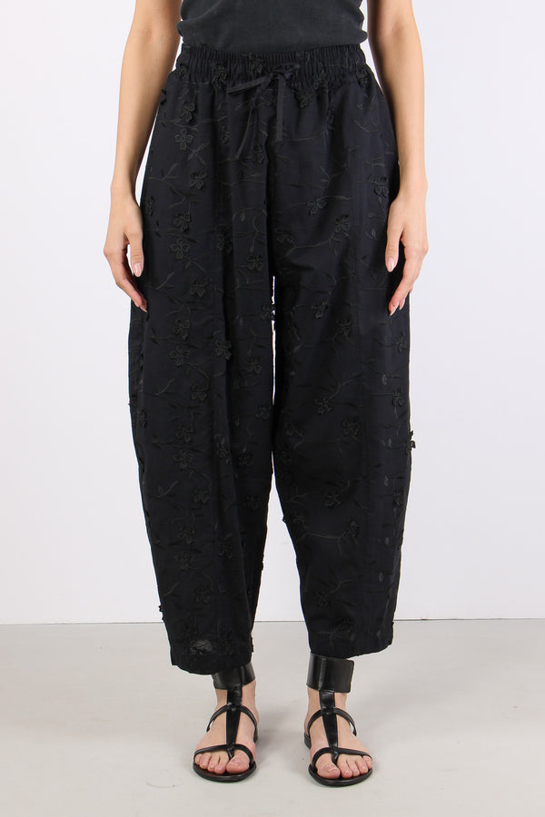 Pantalone Barrel Fiore 3d Nero-2