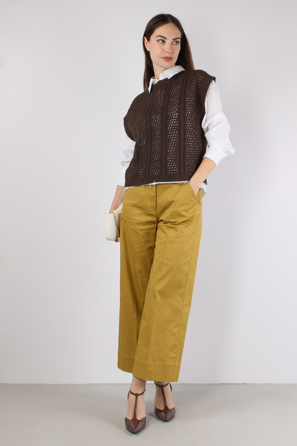 Gilet Maglia Traforato Corteccia