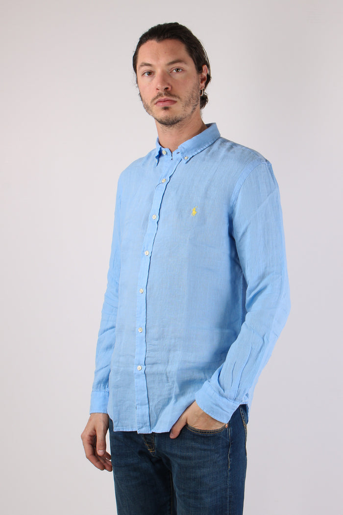Camicia Lino Slim Fit Austin Blue-6