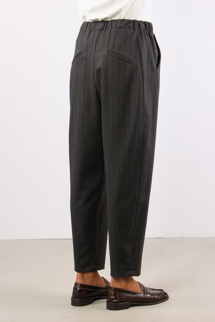 Pantalone Carrot Gessato Grigio/ruggine-6