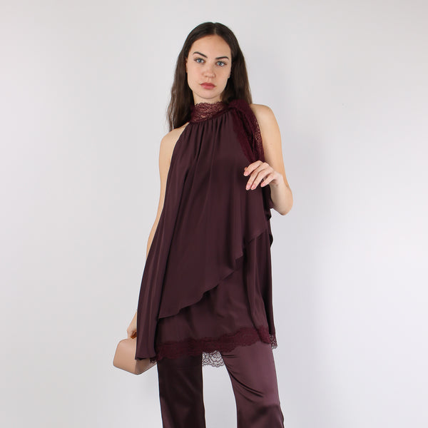 Mirtillo Abito Crepe Pizzo Bordeaux-2