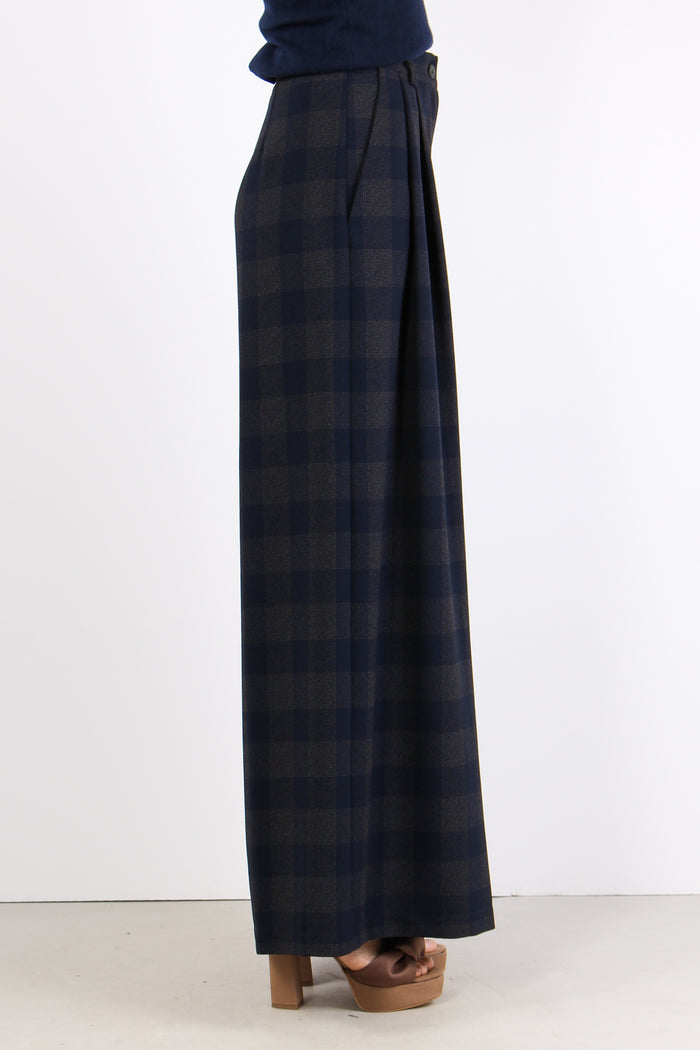 Pantalone Palazzo Quadri Blu/moro-3