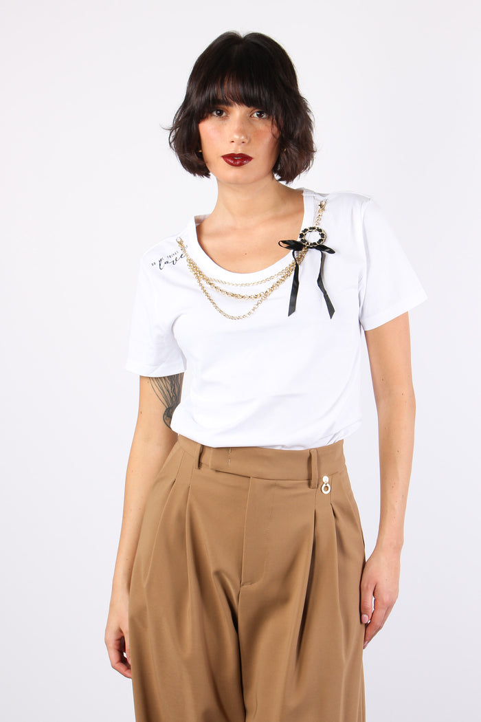 Annachiara T-shirt Collana White