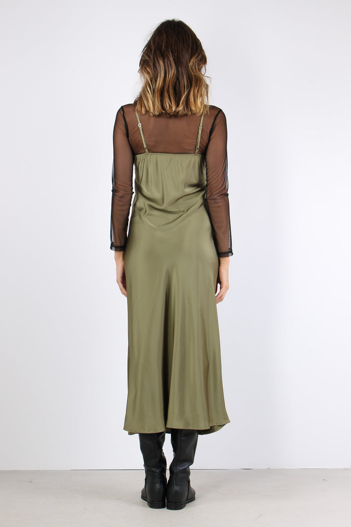 Abito Raso Inserto Pizzo Militare-4