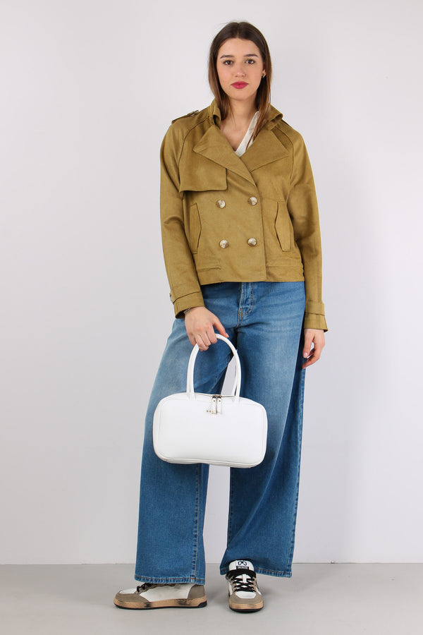 Peacot Corto Tessuto Diagonale Golden Olive