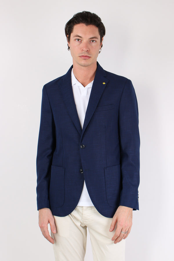 Giacca Tasca Toppa Sfoderata Blu-2