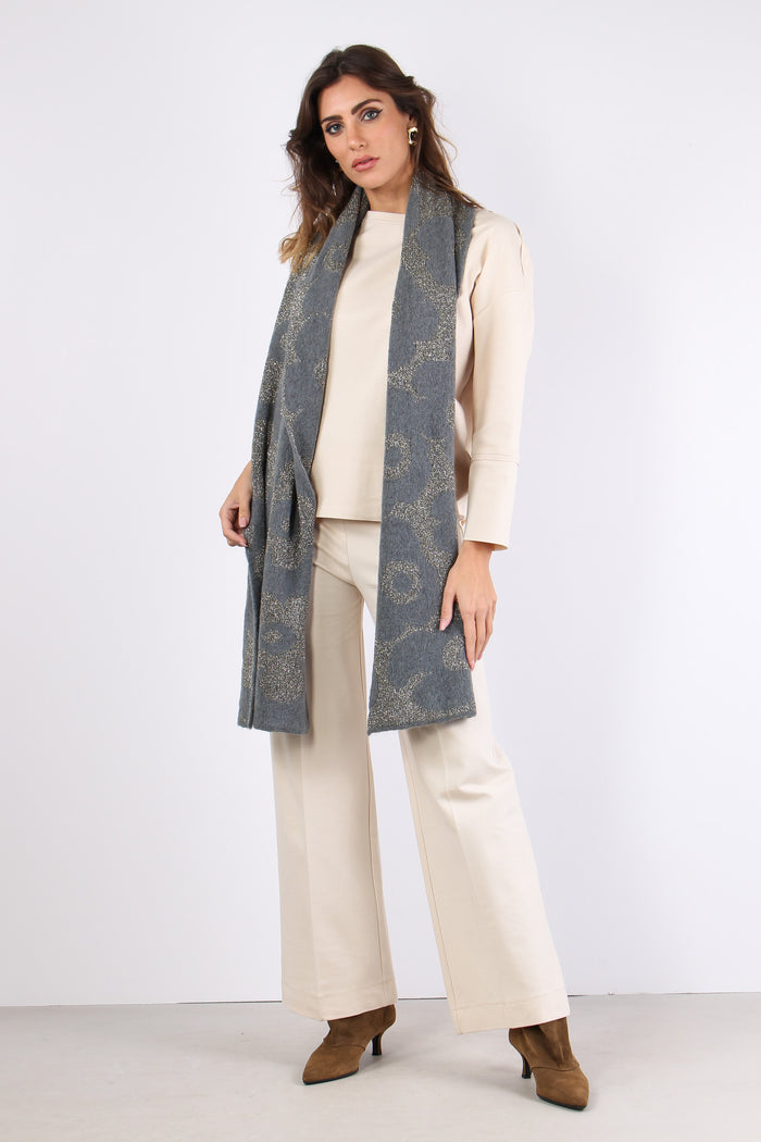 Sciarpa Fiori Grigio Scuro-5