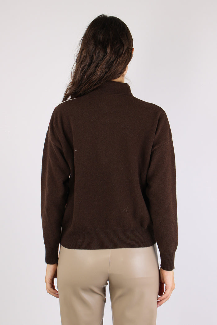 Mllsequoia Maglia Quadri Rosso Intarsio-5