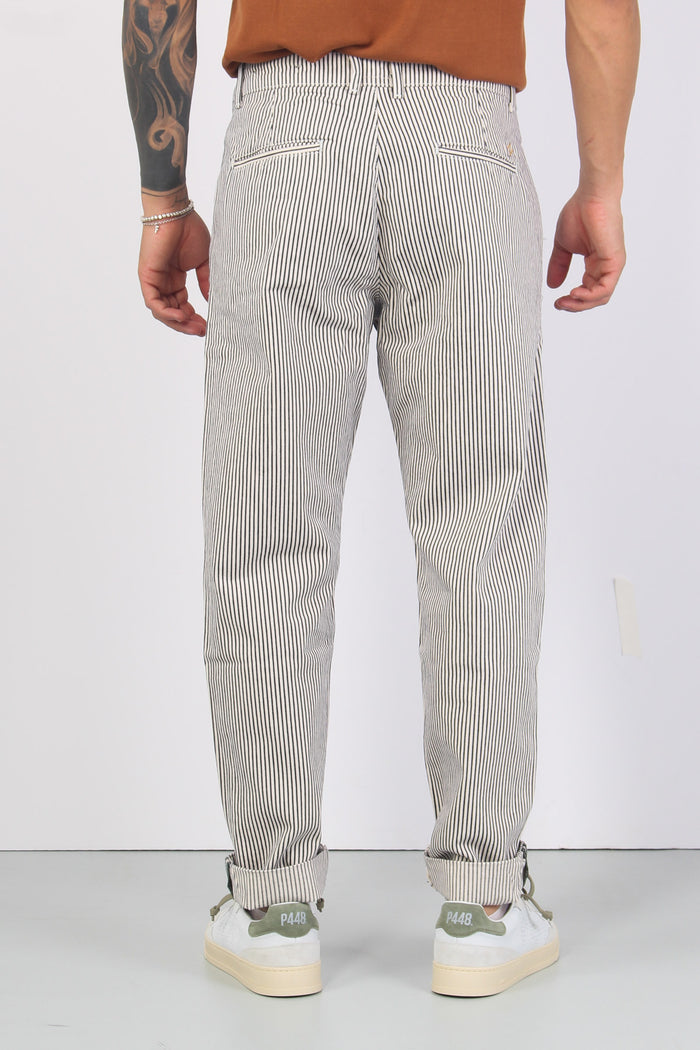 Pantalone Chino Pence Righe Bianco/blu-4