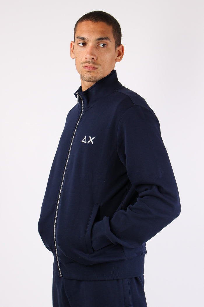 Felpa Collo In Piedi Zip Navy Blue-5