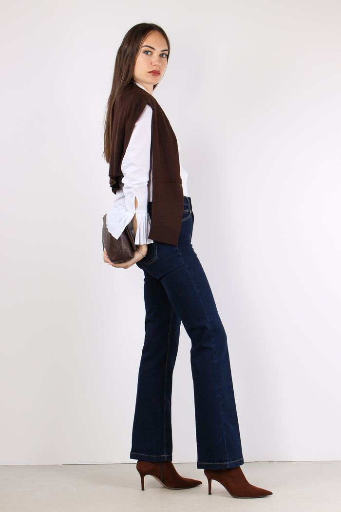Pantalone Mid Flare Pulito Denim Scuro