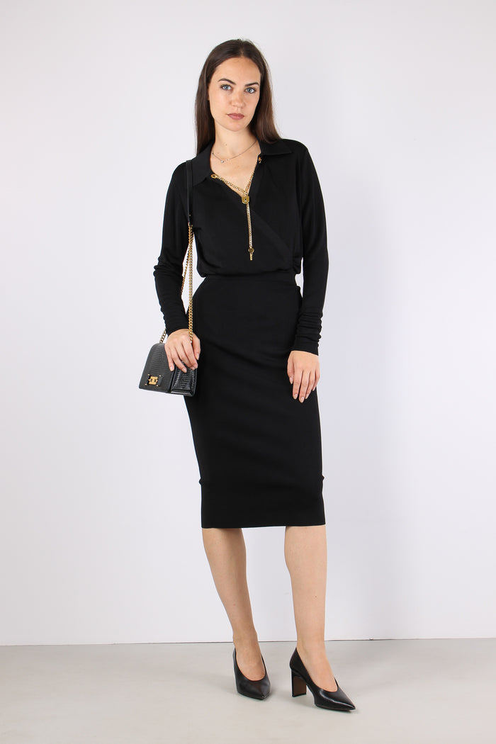 Abito Maglia Scollo Zip Nero