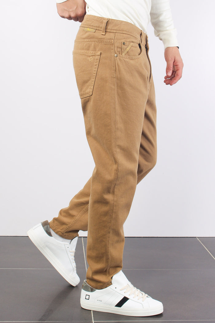 Pantalone Cropped Gabardina Miele-4