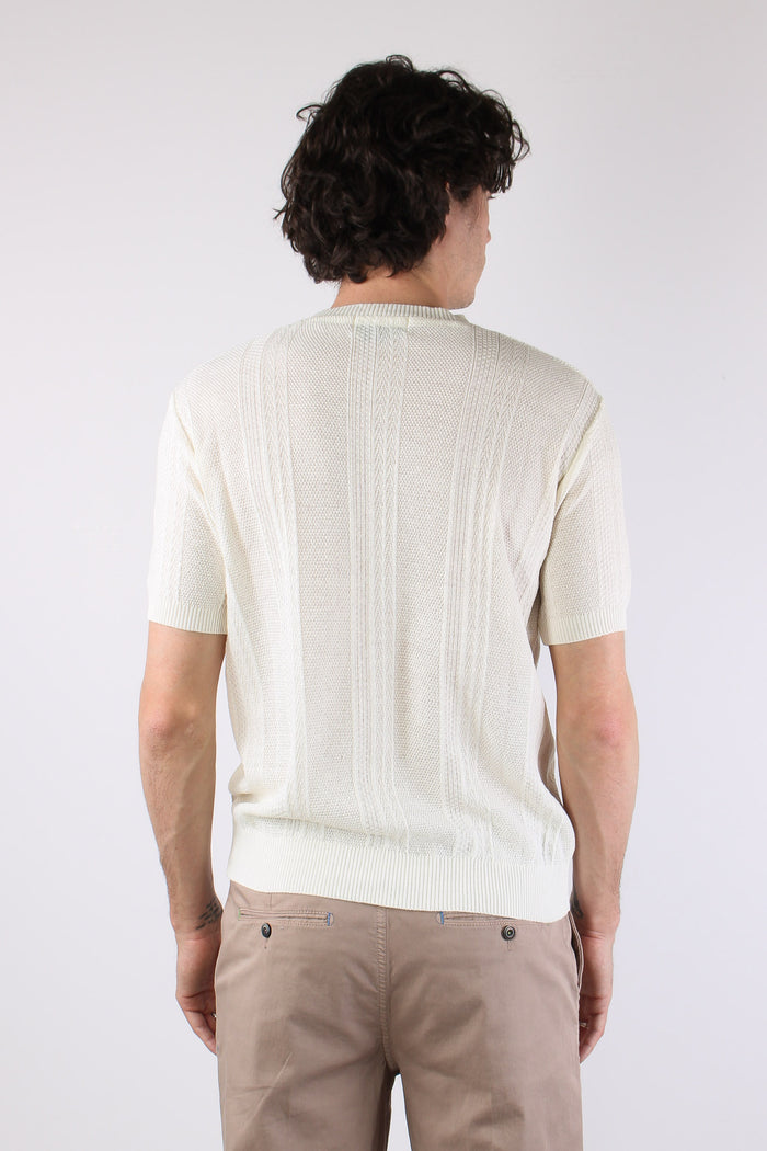 T-shirt Cotone Lavorato Panna-4