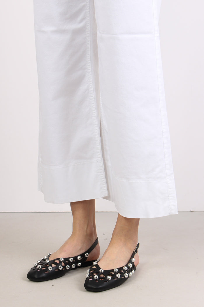 Pantalone Cropped Orlo Alto Bianco-7