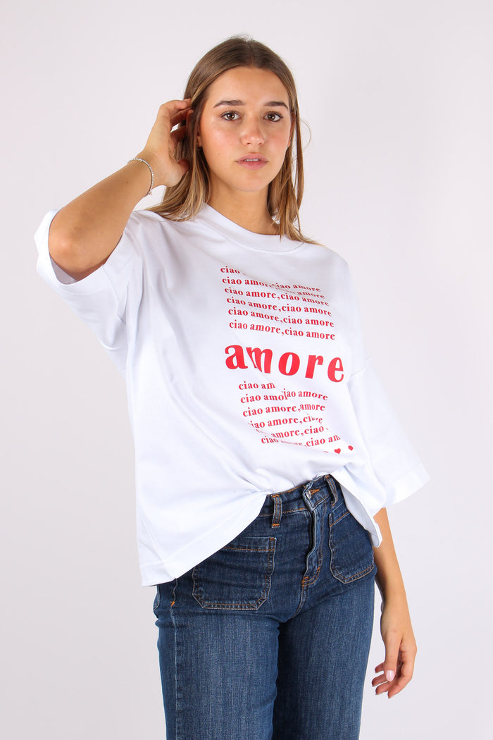 T-shirt Over Ciao Amore Bianco/rosso-7