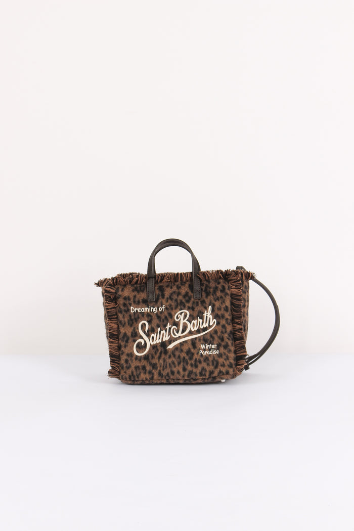 Borsa Mano Mini Felt Animalier Dark Leopard