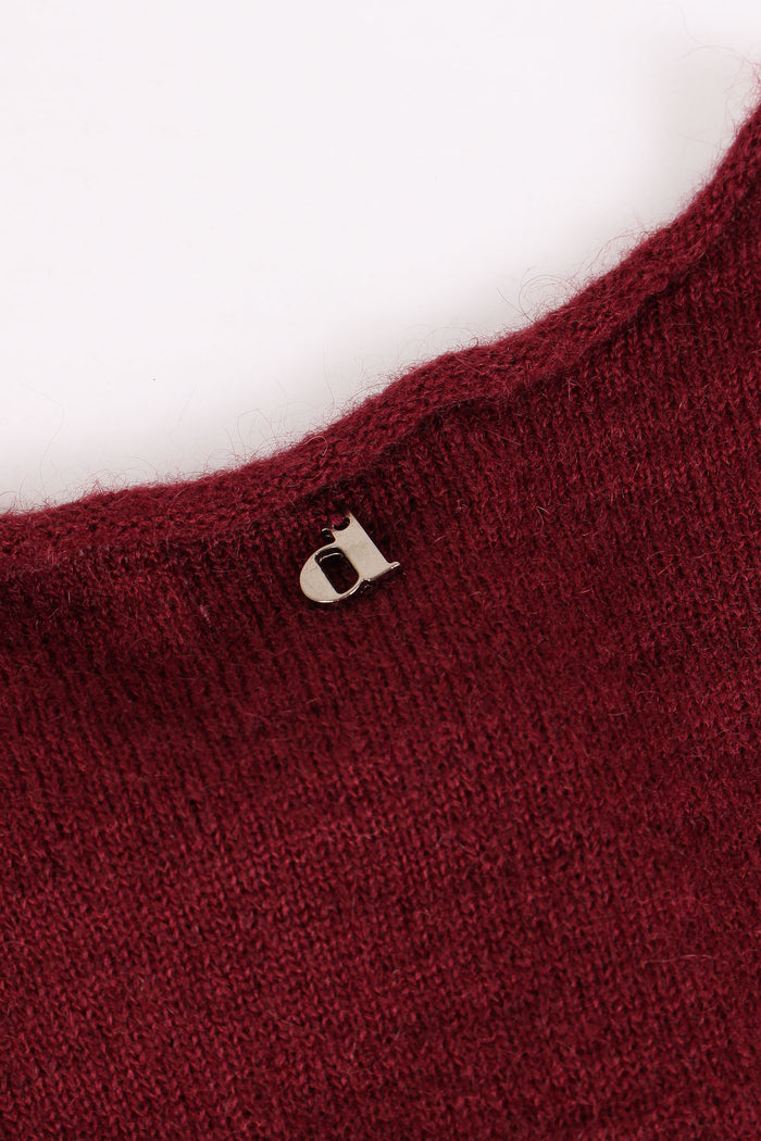 Cardigan Chiusura Fiocco Wine Berry-5