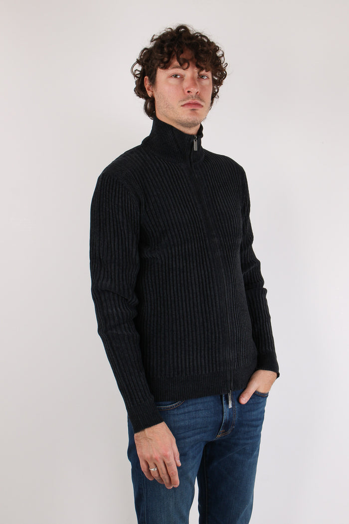Maglia Zip Coste Blue Black-7