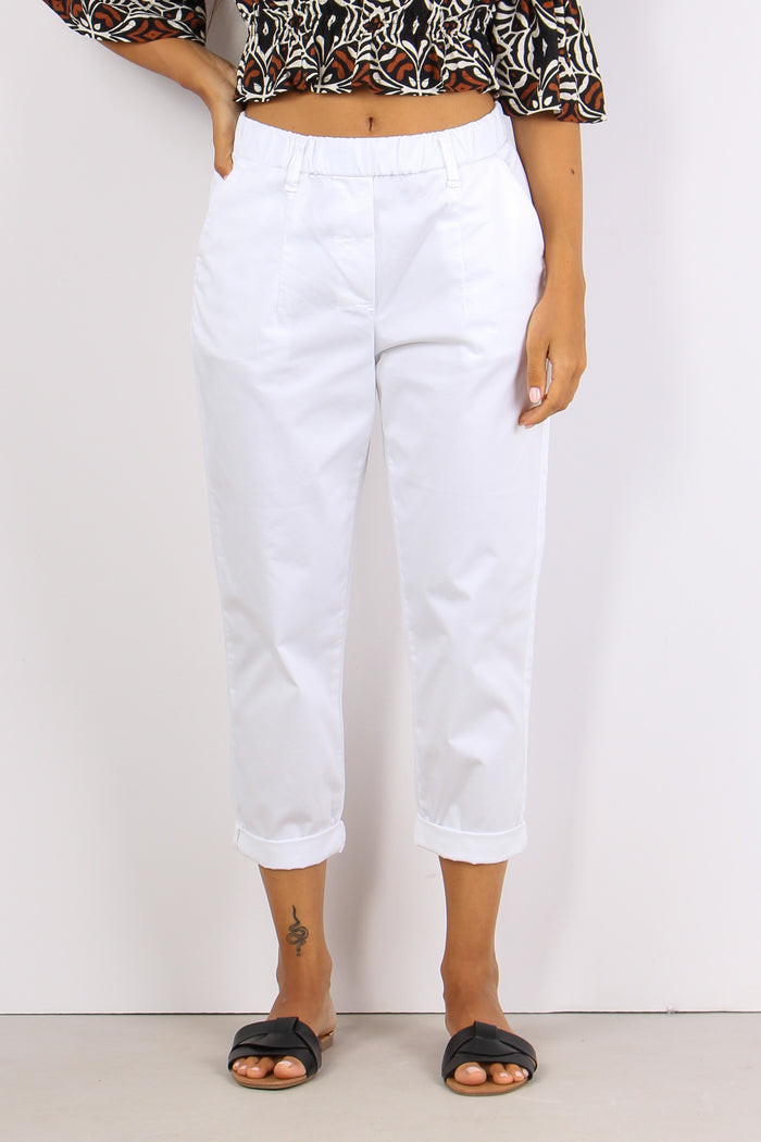 Pantalone Elastico Cotone Legg Bianco-2