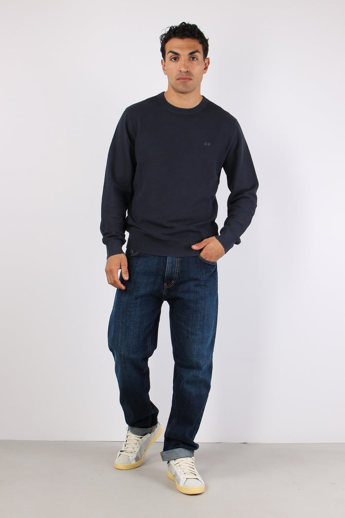 Maglia Girocollo Punto Riso Navy Blue-2
