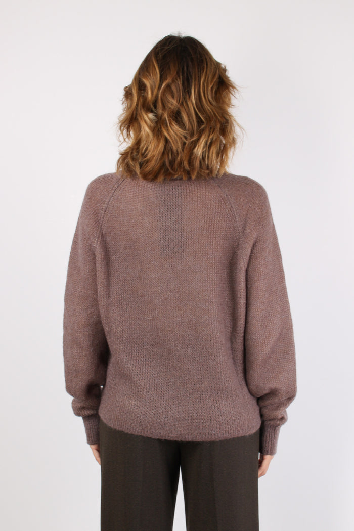 Maglia Collo Alto Doppiata Malva-3