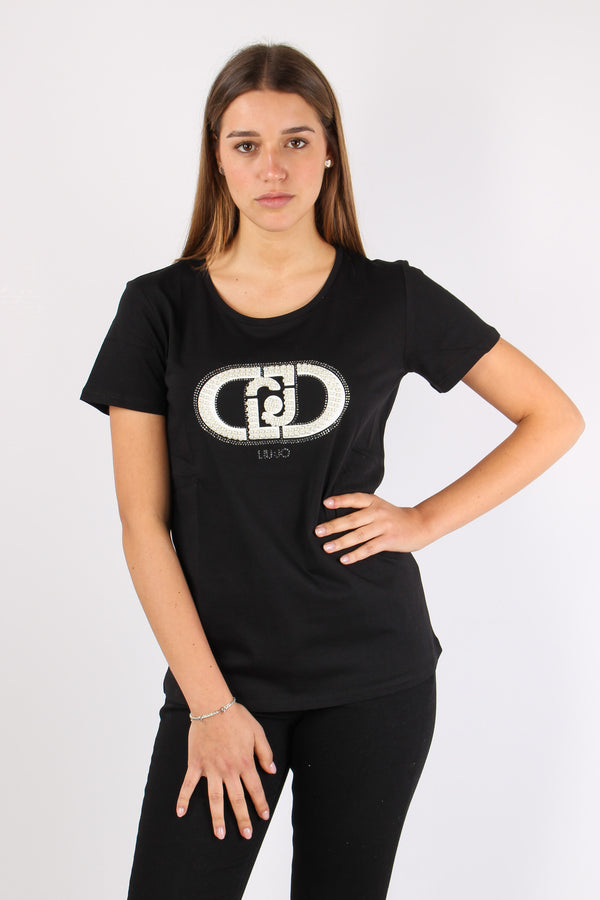 T-shirt Monogram Perle Nero/monogram-2