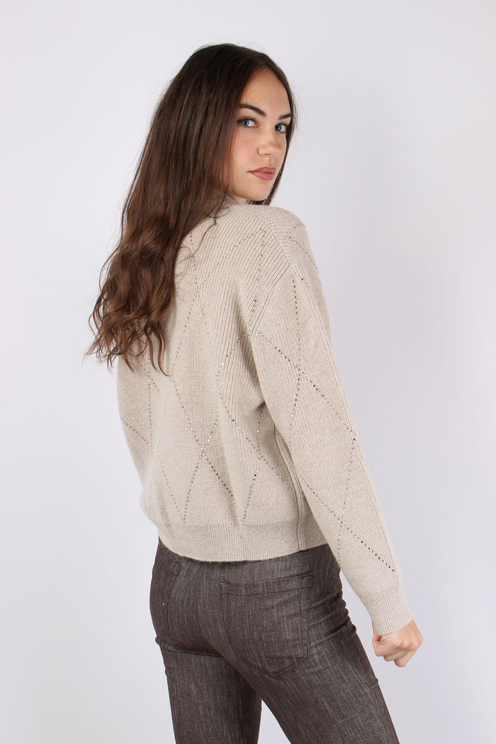 Giacca Ricamo Strass Beige-4