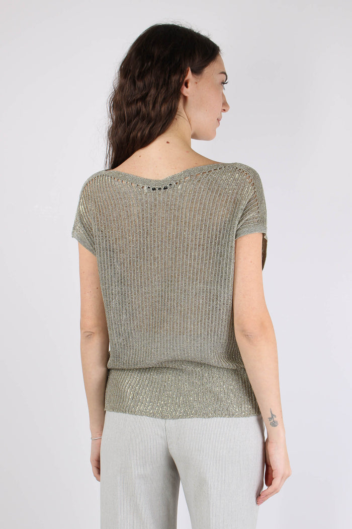 Maglia Smanicata Lurex Cenere-4