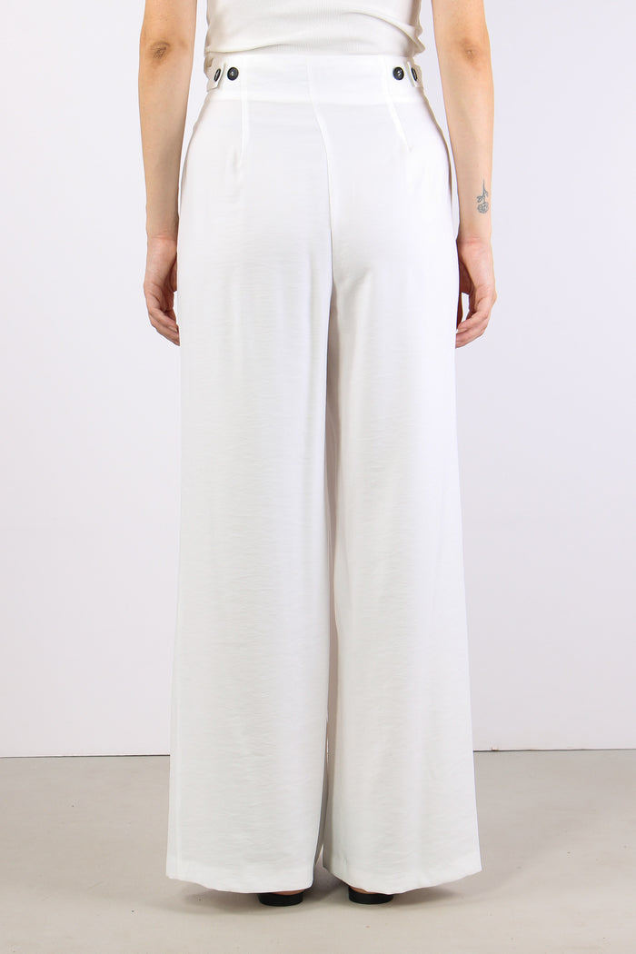 Pantalone Palazzo Bottoni Panna-4