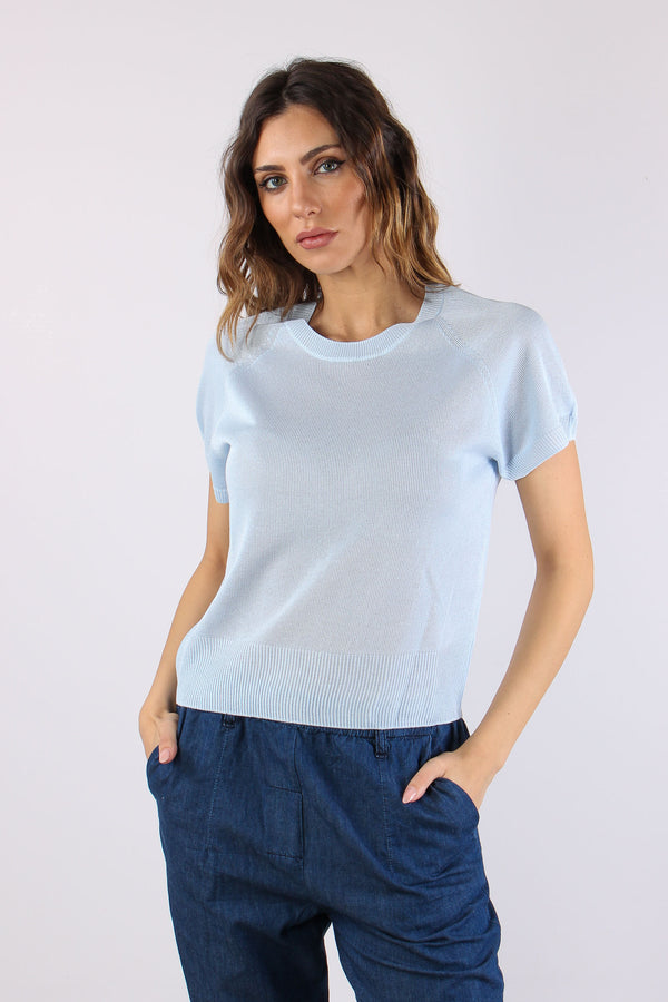 Maglia M/m Filo Cotone Azzurro-2
