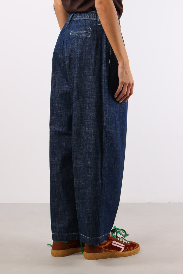 Pantalone Relaxed Wide Leg Blu Navy-6