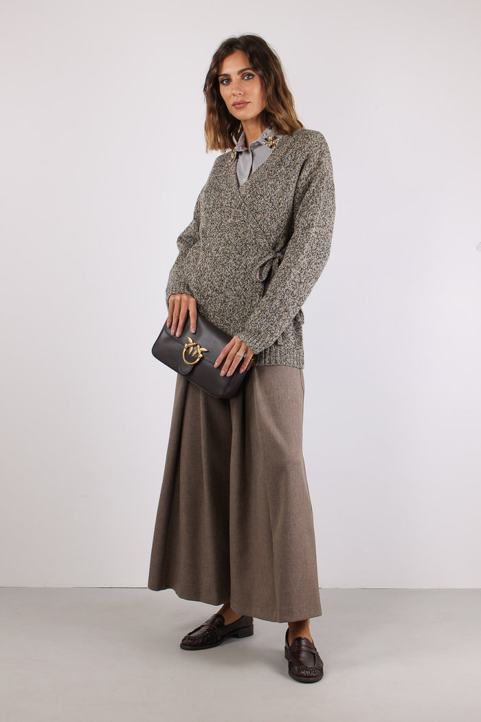 Cardigan Lacci Moulinee Nero/cammello-4