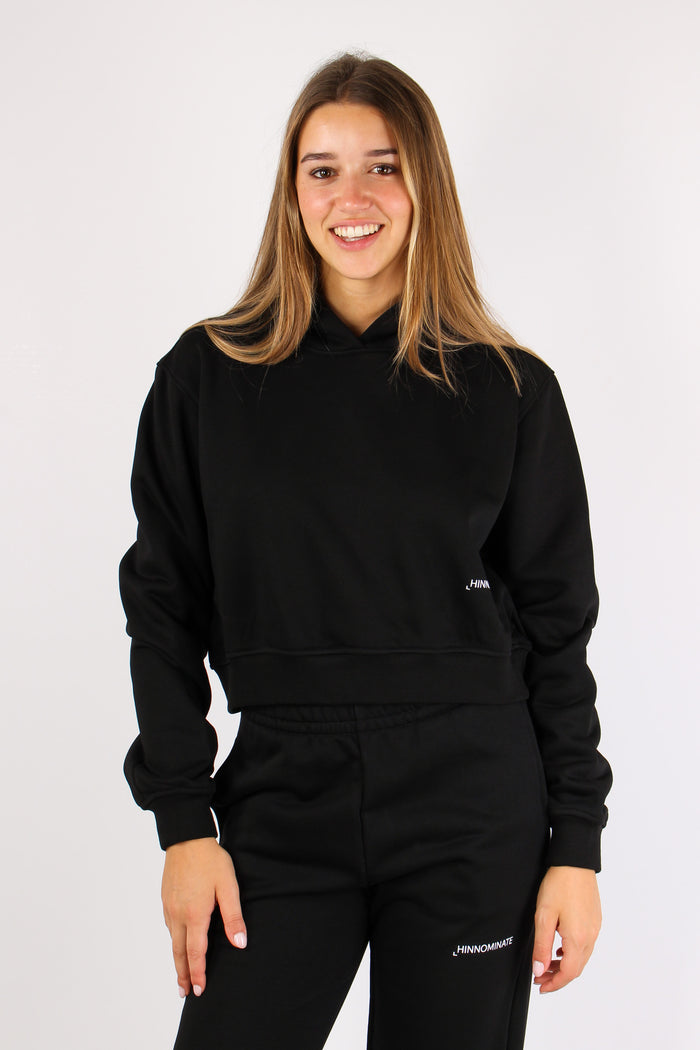 Felpa Corta Cappuccio Nero