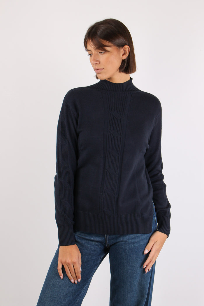 Maglia Viscosa Treccia Blu-2