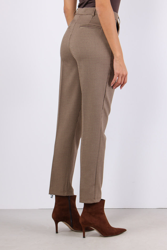 Pantalone Micro Pied De Poule Cammello-5