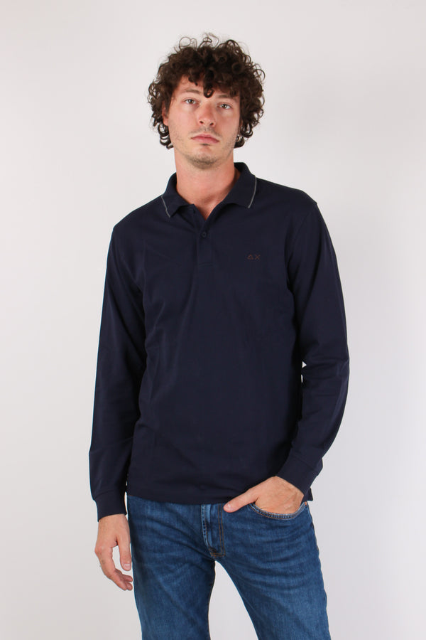 Polo M/l Profilo Contrasto Navy Blue