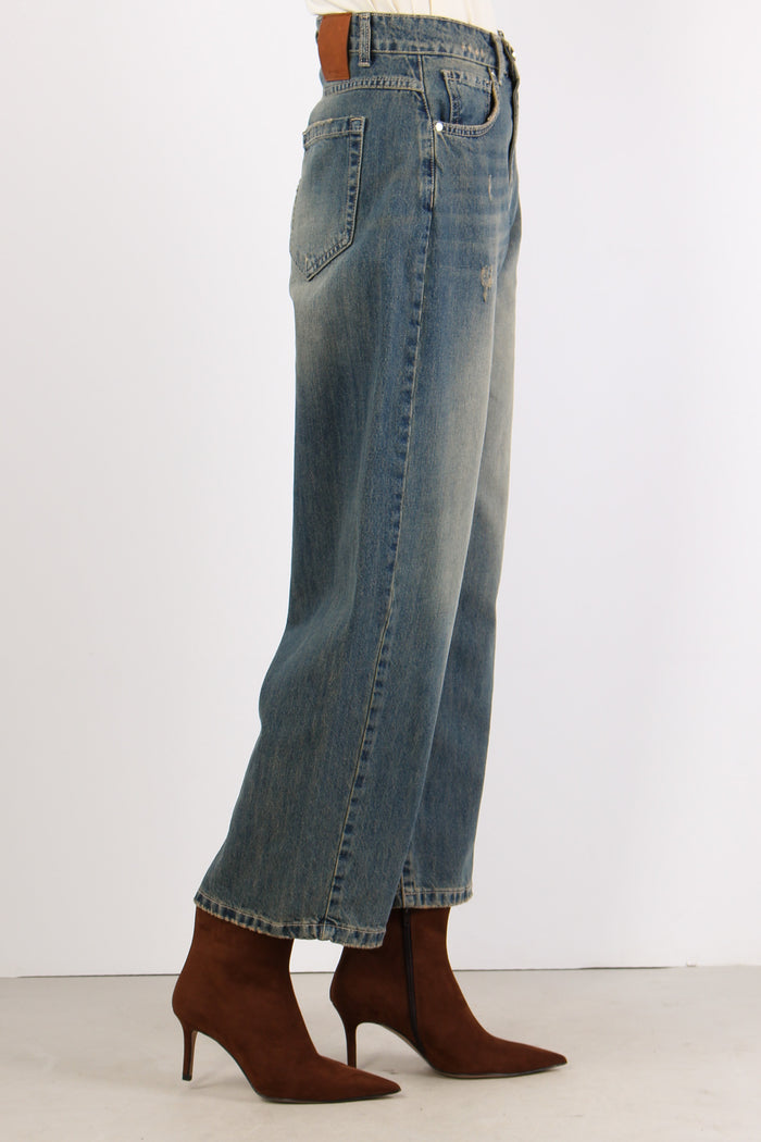 Denim Palazzo Lavaggio Te Blu Denim-7