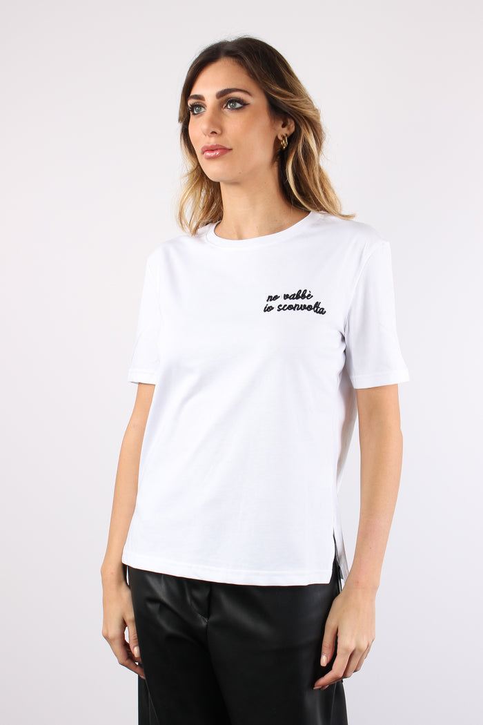 T-shirt Ricamo No Vabbe Io Sc Bianco-3