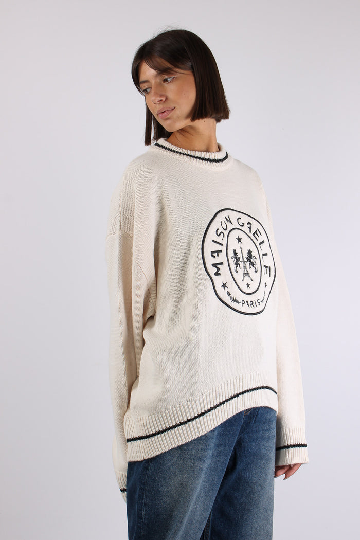 Maglia Maxi Logo Maison Gaelle Crema-7
