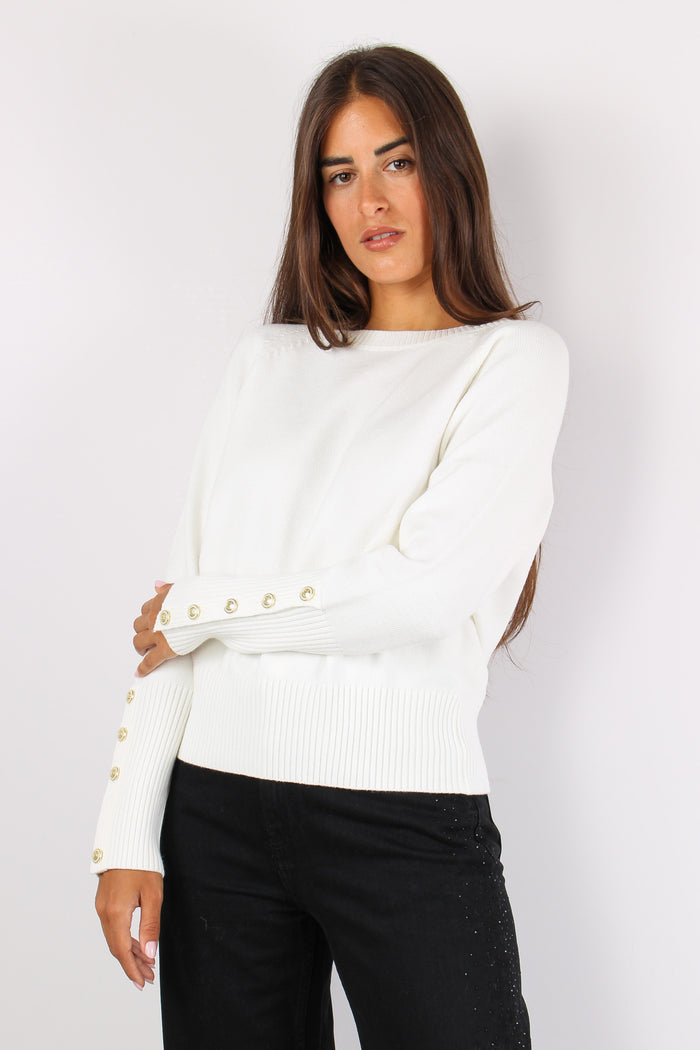 Arwan Maglia Bottoni Manica Latte-3