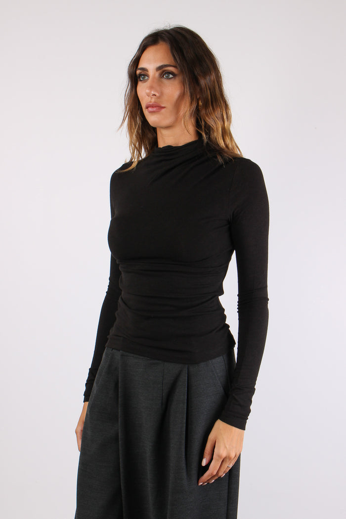 Maglia Misto Lana Arriccio Nero-5