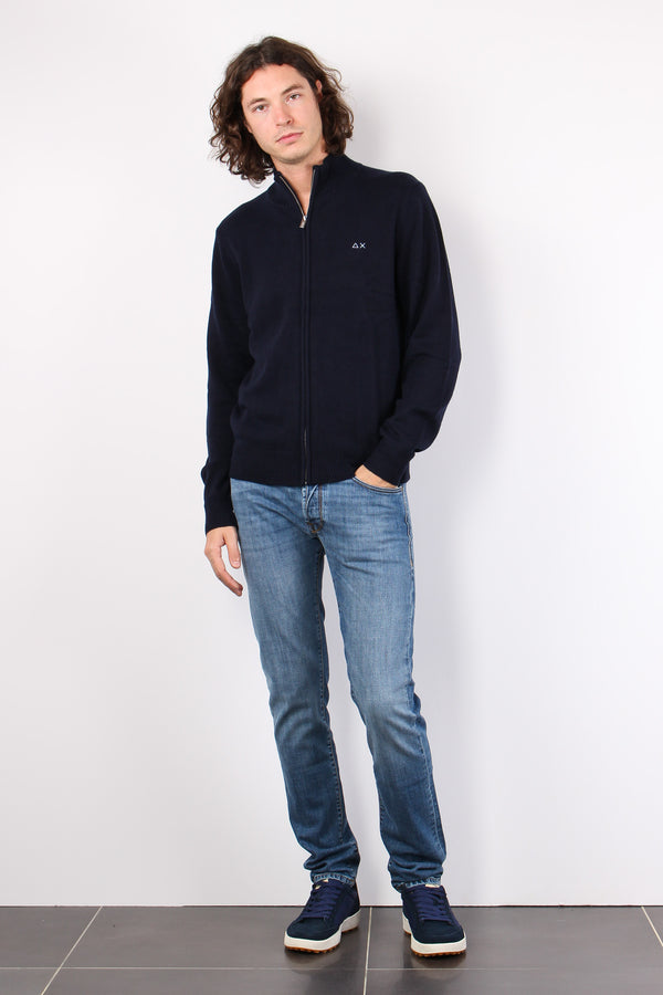 Maglia Lana Full Zip Navy Blue-2